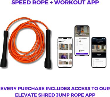 Стрибкове канат для боксерів: професійний спортивний канат Elevate Rope - регульований канат для швидкості - для боксерів та інших видів спорту - для занять в приміщенні та на вулиці - фітнес-канат (Помаранчевий/Чорний)