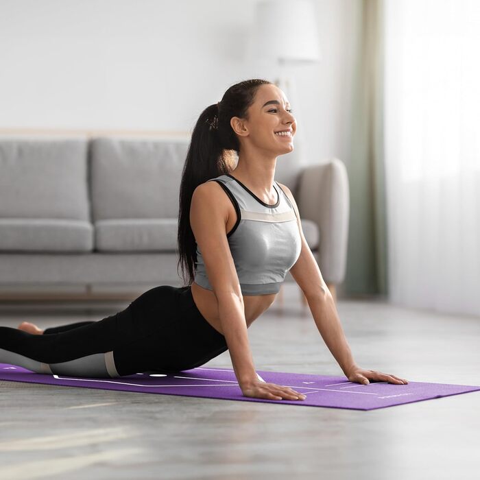 PROIRON Килимок для йоги з неслизькою поверхнею, розмітка для тренувань. Підходить для йоги, фітнесу та спорту. Килимок для йоги та тренувань (фіолетовий)
