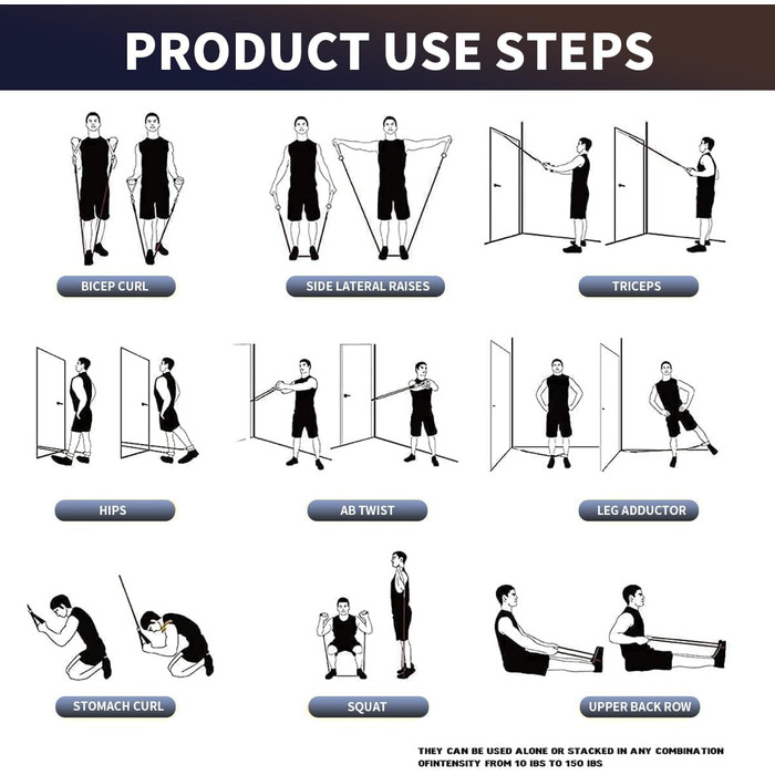 Набір еластичних стрічок WHATAFIT для фітнесу з анкерами, ручками та сумкою. Ідеально для силових тренувань, реабілітації та домашніх занять. Колір: темно-сірий