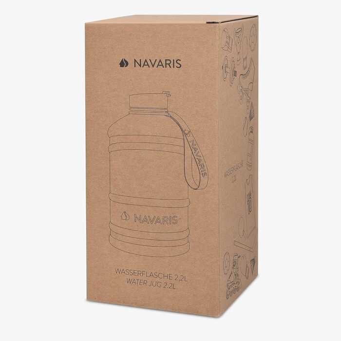 Navaris Фітнес-пляшка 2,2 л із нержавіючої сталі, спортивна пляшка для води, XXL бутель для тренувань, BPA Free, бірюзова