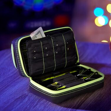 Casemaster Plazma Pro чохол для 6 дротиків (м'які та сталеві), велика передня кишеня для смартфону, зберігання для оперення та наконечників, жовтий