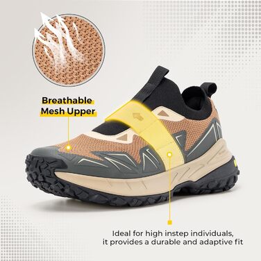 Черевики для піших прогулянок FitVille для чоловіків, широкі, трекінгові, slip-on, Outdoor, дихаючі, Walkingschuhe, антиковзкі, для відпочинку, широкі кросівки (44 EU X-Weit, Коричнево-сірий)