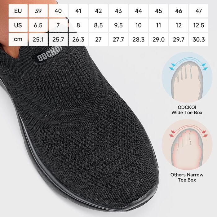 Чоловічі кросівки Slip-On без шнурівків для спорту та повсякденного носіння. Легкі, дихаючі, чорні (45 EU)