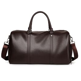 Спортивна дорожня сумка FANDARE для чоловіків та жінок з відділенням для взуття, шкіряна сумка-вікенд (PU шкіра) для подорожей, Ryanair, фітнесу та відпочинку, коричнева