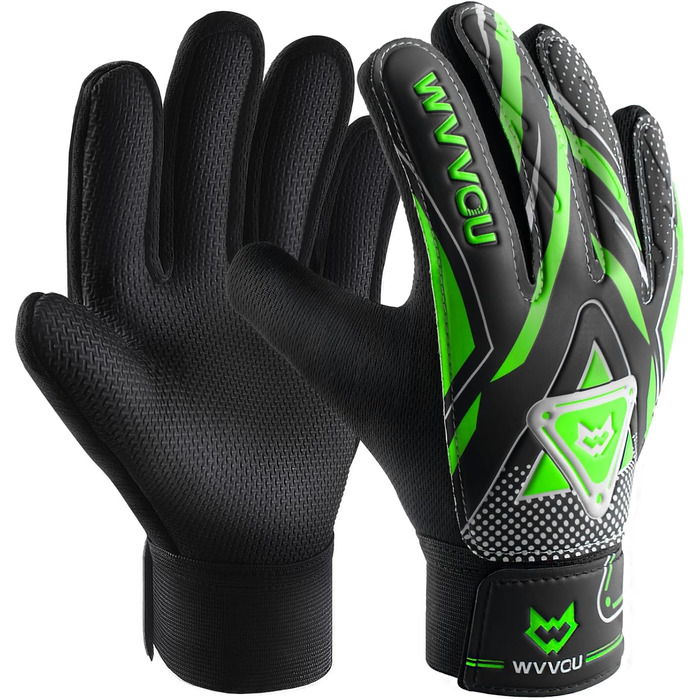 Воротарські рукавички WVVOU для дітей та підлітків, футбольні, з подвійним захистом, зручні, зелені