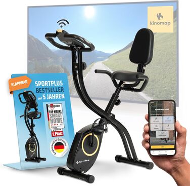 Складний велотренажер SportPlus для дому - тихий Hometrainer, компактний Indoor Bike з сумісністю з App