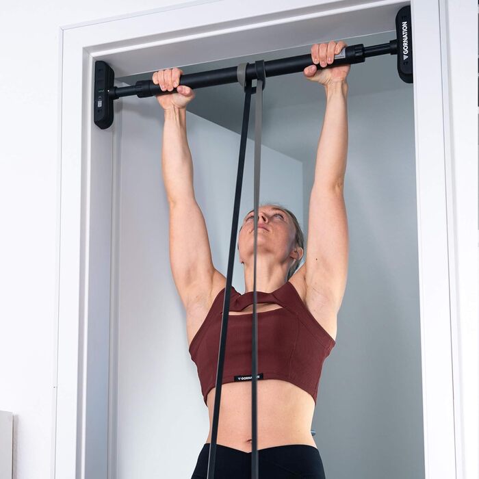 Климмустанг GORNATION для дверного прорізу, багатофункціональний турнік для турніку, віджимань та інших вправ, чорний. Ідеально для калістеніки та загального фітнесу.
