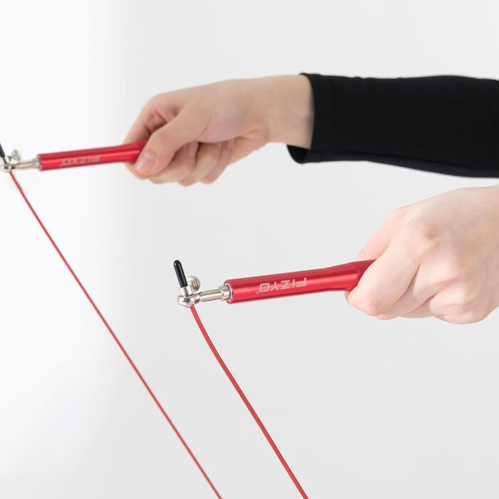 Скакалка Fizyo зі сталі, для швидкого стрибкування, регульований до 330 см, для фітнесу та тренувань (Червоний)