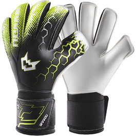 Воротарські рукавички WVVOU для дітей та дорослих, дитячі та юніорські, з технологією Fingersave, для тренувань та ігор, чорні