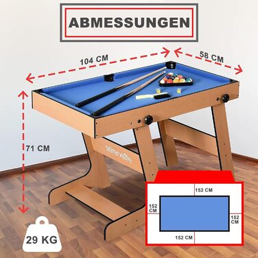 SereneLife 5-в-1 Мультифункціональний стіл: більярд, пінг-понг, кікер, аерохокей, шафлборд – для дітей та дорослих (складний)
