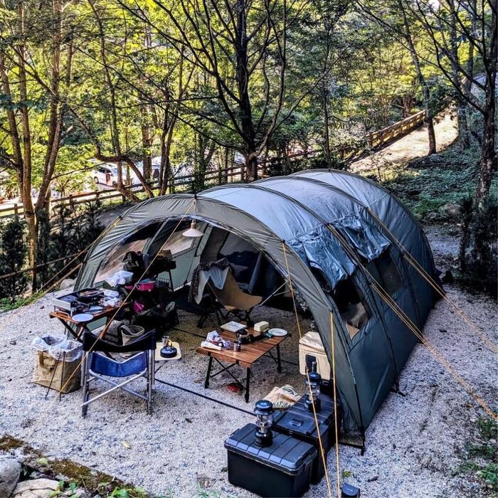 Намет CampFeuer Relax6 для 6 осіб | Великий намет-човник з просторим тамбуром, водовідштовхування 5000 мм | Відділення для сну, що знімається | Груповий, сімейний намет для кемпінгу, зелено-сірий (світло-блакитно-сірий)