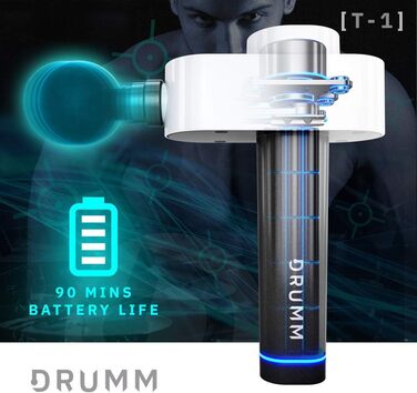 Електричний масажний пістолет DRUMM T-1 для глибокої перкусійної терапії, стимуляції м’язів, 6 насадок, безщітковий двигун, тиха робота