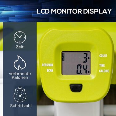 Міні-степпер HOMCOM для дому, антиковзний up-down степпер з LCD-дисплеєм, домашній тренажер з великими педалями, сталь, біло-жовтий