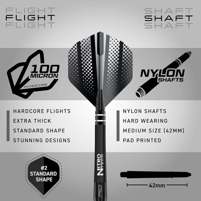 Дротики для дартсу Red Dragon Razor Edge, вольфрамові, професійні, 26 г, чорні, з флайтами та шафтами