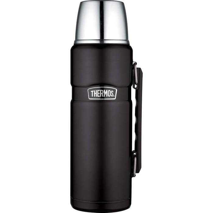 Термос для напоїв THERMOS Stainless King 1,2 л чорний матовий, 24 год гаряче/холодне + харчовий контейнер THERMOS Stainless King 0,71 л чорний матовий з ложкою, 14 год гаряче/24 год холодне