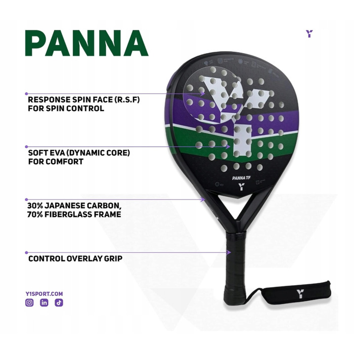 Y1 PANNA TF – Ракетка для падел-тенісу: контроль, спін та комфорт, велика sweet-зона