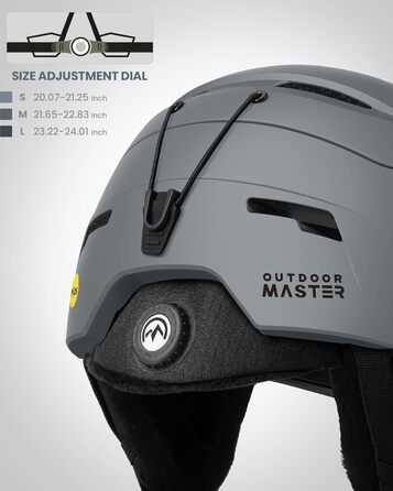 Гірськолижний шолом OutdoorMaster ELK MIPS для сноуборду та лиж, матовий сірий, розмір L, для чоловіків, жінок і підлітків