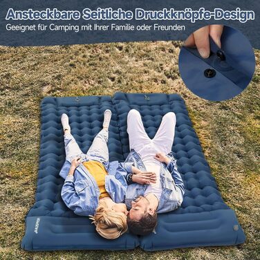 Каремат туристичний HAUSPROFI самонадувний, ультралегкий, з помпою та подушкою, армійний камуфляж (темно-синій)