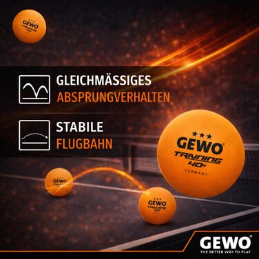 Кульки для настільного тенісу GEWO Training 40+ (3 зірки), ABS-пластик з швом, помаранчеві, 24 шт.