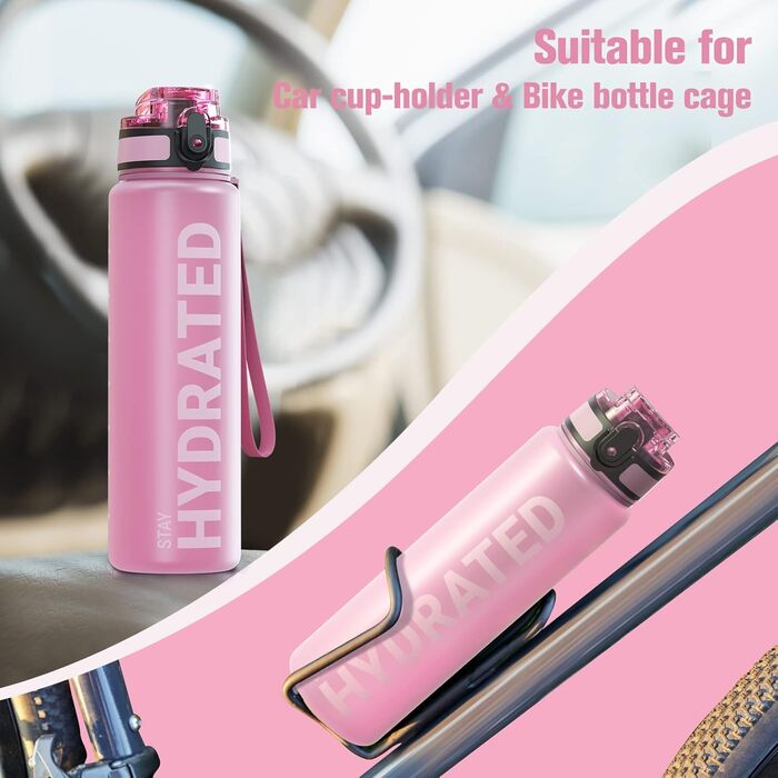Спортивна пляшка Sahara Sailor, 750 мл, BPA-free, тритан, герметична, для води, велосипеду, кемпінгу, йоги, спортзалу, рожева