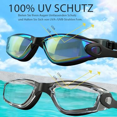 Окуляри для плавання дитячі та дорослі Aqua&Klar: антизапар, захист від УФ, дзеркальні