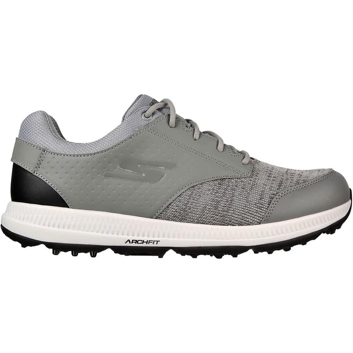 Чоловічі гольф-туфлі Skechers Elite 5 Range Relaxed Fit Waterproof з шипами, 40 EU, сірий синтетичний матеріал, біла окантовка