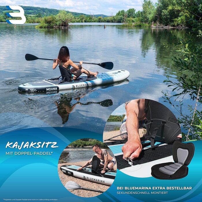 Надувна SUP-дошка Bluemarina Moana 305x75x15 см, серфборд із комплектом, гарантія 5 років, вантажопідйомність 130/180 кг