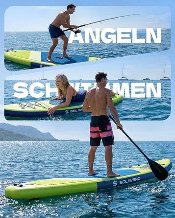 SUP дошка Solavero надувна з веслом та аксесуарами, 323x83x15 см, до 200 кг, блакитно-зелена, для початківців та сім'ї