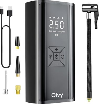 Міні компресор Olvy — електричний насос для шин, велосипедів, м’ячів та авто
