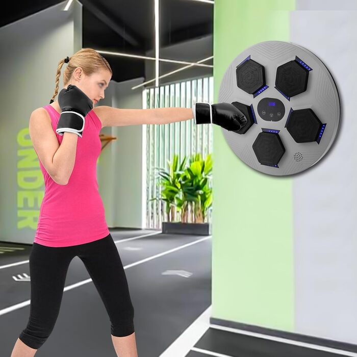 ACROSSPART Музична бокс-машина Bluetooth, електронний боксер для дорослих, настінна боксерська панель із музикою, регульована швидкість, біла