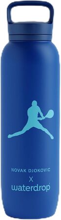 Термобутилка Waterdrop MICRODRINK x Novak Djokovic 1 л — ізольована питна пляшка з нержавіючої сталі, зберігає холод 24 години і тепло 12 годин, герметична та ударостійка