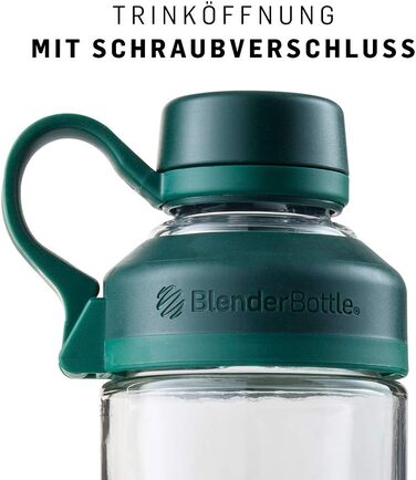 Скляна пляшка BlenderBottle Mantra 600 мл, зелена, з BlenderBall, для води, йоги та протеїну, BPA-free