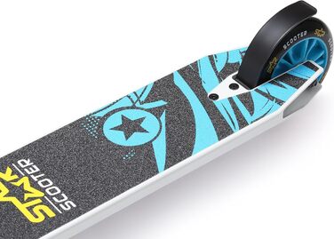 Трюковий самокат STAR SCOOTER Pro Sport 110 мм для дітей від 5 років, алюмінієвий, біло-синій, HIC компресія