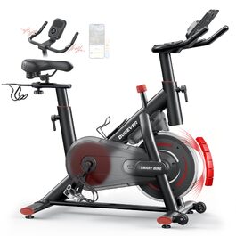 Спінінг-велотренажер Heimtrainer з додатком, магнітним регулятором опору, маховиком 15 кг та LCD-дисплеєм, до 170 кг, червоний