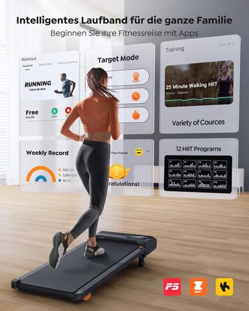 Бігова доріжка для дому, Walking Pad з нахилом до 10%, швидкість 1-6 км/год, тихий 2.5HP мотор, керування через додаток, LED-дисплей, вантажопідйомність до 130 кг, компактний, потрійна амортизація, бігова доріжка для дому/офісу, жовтий