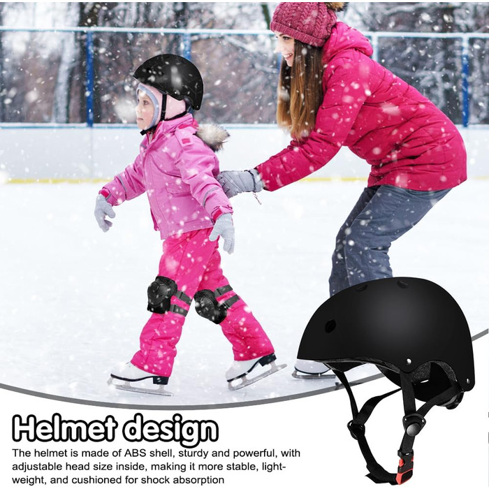 Набір захисту для дітей Riisoyu: наколінники, налокітники, шлем, захист для скейтборду, велосипеда, скутера, мотоцикла (чорний)