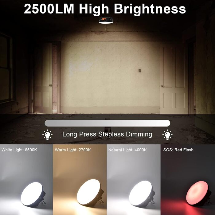 LED кемпінговий ліхтар 2000 люмен з акумулятором 9900mAh, 30W, з пульт дистанційного керування, для намету, пошуку, надзвичайних ситуацій, походу, кемпінгу