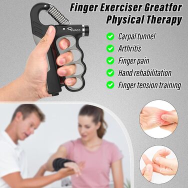 Ryaco Handtrainer: Розширювач для пальців та рук (5-100 кг), 6 предметів - тренажер для кисті, силовий хват, м'ячик для зняття стресу