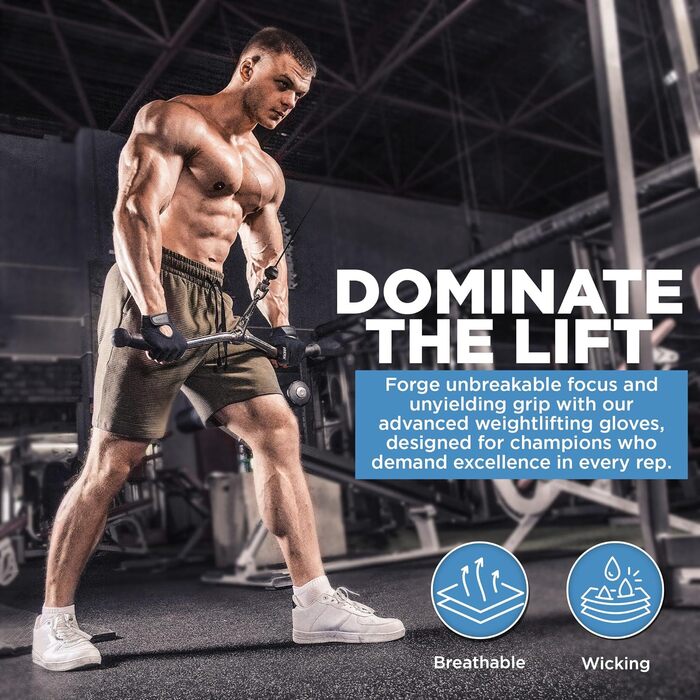 Фитнес рукавички RDX для чоловіків та жінок, рукавички для тренувань, силових вправ, з антиковзким покриттям та захистом зап'ястя, для залу, бодібілдингу, HIIT, підняття ваги, чорні, XL