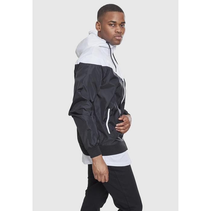 Чоловіча вітрівка Urban Classics Arrow Windrunner з капюшоном, демісезонна куртка з кольоровими блоками, 3XL, чорно-біла