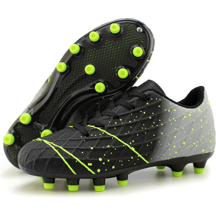 Дитячі футбольні бутси Hawkwell для твердого поля, чорно-зелені, для тренувань та змагань (34 EU)