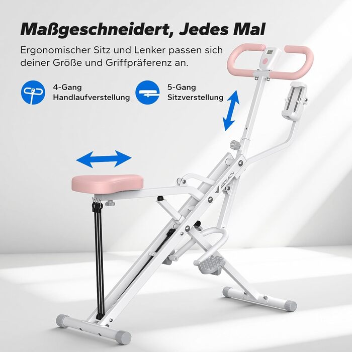 MERACH 2-в-1 тренажер для присідань та тяги, складаний, для тренування сідниць, ніг та корпусу, 10 хв збірки, до 160 кг (білий, R07 Pro)