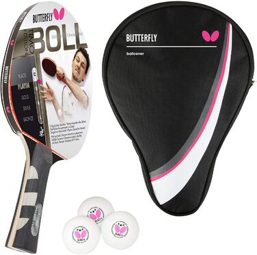Професійна ракетка для настільного тенісу Butterfly Timo Boll Platin 85025 з ITTF сертифікованим накладом Pan Asia, анатомічною ручкою, у комплекті з чохлом DC1 та 3 м'ячами – для змагань та досвідчених гравців