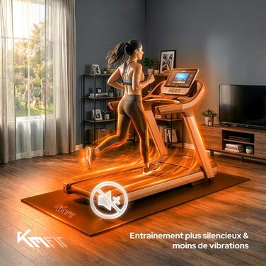 Килимок під тренажер KM-Fit: протиковзкий захисний мат для фітнесу, йоги та пілатесу, шумо- та вібропоглинаючий, 180x60x0.8 см