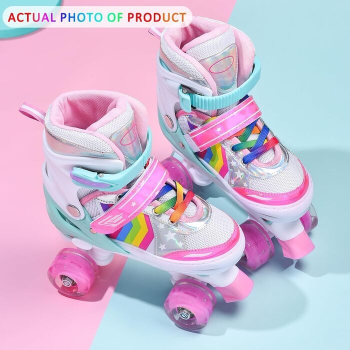 Ролики дитячі ERNAN, регульовані, світлодіодні, для дівчаток та хлопчиків, підходять для початківців, ідеальні для подарунків на Різдво та день народження, кольорові