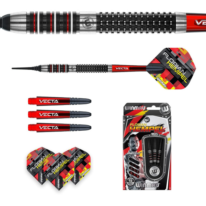 Дротики для дартсу WINMAU Soft Flo Hempel 21г NT90% чорні