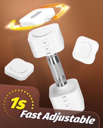 Набір гантелей Fragraim 5 кг x 2 (регульовані) для фітнесу вдома, силові тренування, обладнання для жінок та чоловіків (білі)