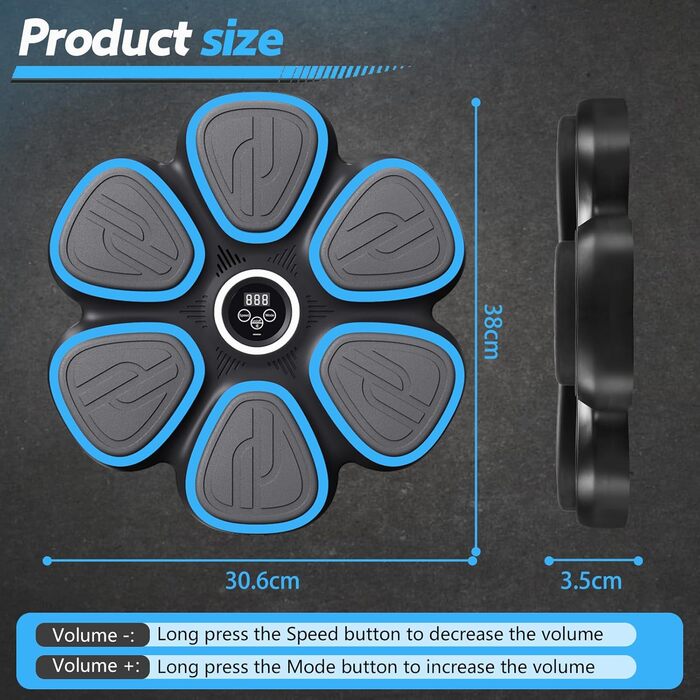 Музична боксерська машина для дорослих з LED-підсвічуванням та Bluetooth. Електронна боксерська машина з музикою, 9 режимів швидкості та підрахунку ударів, у комплекті боксерські рукавички.