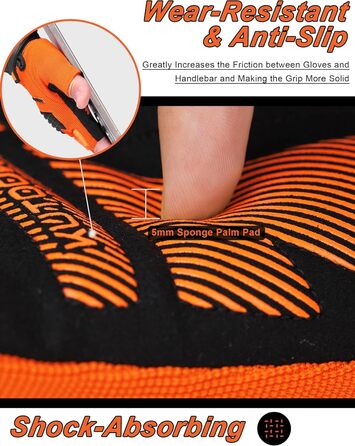 Велосипедні рукавички KUTOOK MTB для гірського велосипеда, чоловічі/жіночі, літні, з підкладкою 5mm Pam Pad, захист TPR SCR, сенсорний екран, дихаючі, KT202, Сіро-помаранчеві (M, Помаранчеві)