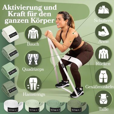 Стрічки для фітнесу Sōma Terrabänder: набір еластичних стрічок для тренувань, йоги, пілатесу та фітнесу. 4 короткі + 4 довгі стрічки